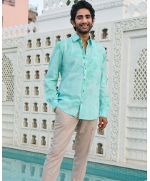 Turquoise blue tie-and-dye shirt