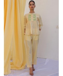 Light yellow flared top co-ord set - set of two