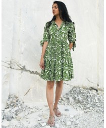 Leafy green shirt dress