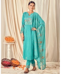 Jade paneled kurta set - set of three