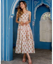 Floral rouched midi dress