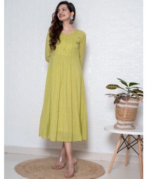 Green mirror and thread embroidered dress