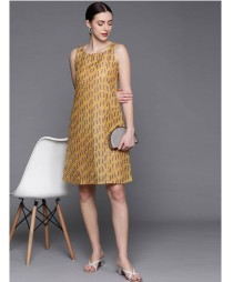 Yellow and grey penguin printed dress