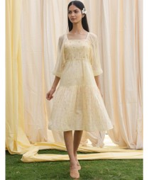 Light yellow flared dress